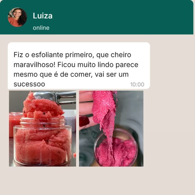 Depoimento de Luiza sobre o esfoliante